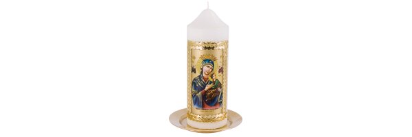 Kerzen mit Heiligen