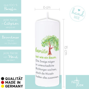 Spruchkerze Familie ist wie ein Baum