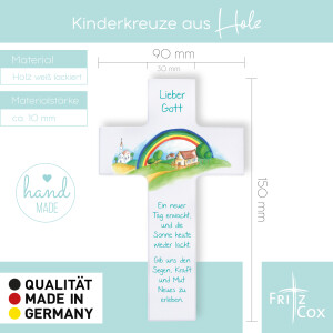 Kinderkreuz Ein neuer Tag erwacht 15cm weiß