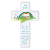 Kinderkreuz Ein neuer Tag erwacht 15cm weiß
