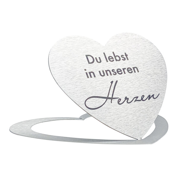 Grabschmuck Herz Mit Spruch 'Du Fehlst Uns' – Frostfester Steinguss, Handarbeit Aus Deutschland (ca. 8x9,5x5 Cm)
