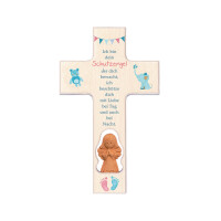 Engelkreuz Taufengel blau/rosa Tonengel