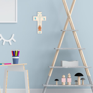 Engelkreuz Taufengel blau Tonengel