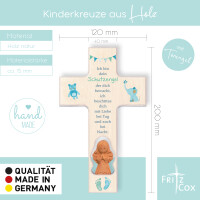 Engelkreuz Taufengel blau Tonengel