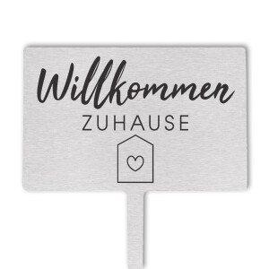 Blumenstecker Schild "Willkommen zuhause"