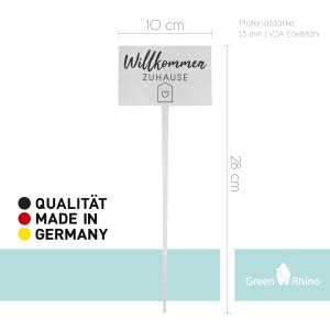 Blumenstecker Schild "Willkommen zuhause"