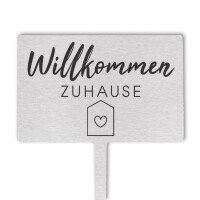 Blumenstecker Schild "Willkommen zuhause"