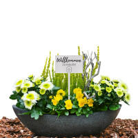 Blumenstecker Schild "Willkommen zuhause"