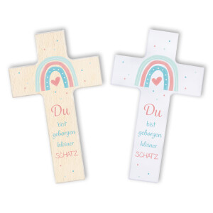 Holzkreuz "Herz unterm Regenbogen" - Du bist...