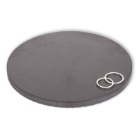 Kerzenteller "Marry Me", Schieferoptik mit Edelstahlringen, 15cm