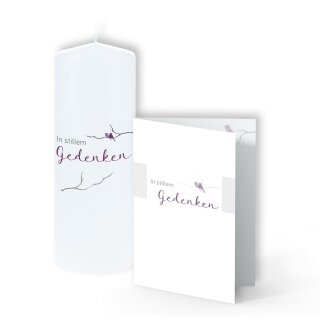 DOLORINO  Trauerkerze mit passende Trauerkarte | "In stillem Gedenken" | Trauerkerzen-Set | made in Germany | 20x8cm