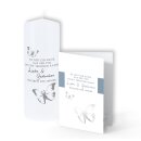 DOLORINO Trauerkerze mit passende Trauerkarte | Es gibt ein Band, das der Tod nicht trennen kann | Trauerkerzen-Set | made in Germany | 20x8cm