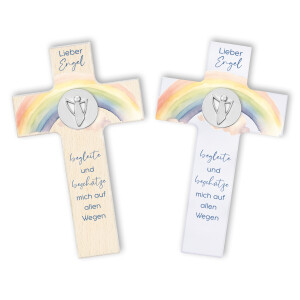 Holzkreuz "Lieber Engel begleite und beschütze...