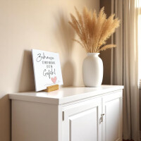 Spruchtafel "Zuhause ist ein Gefühl" 15cm mit Holzständer