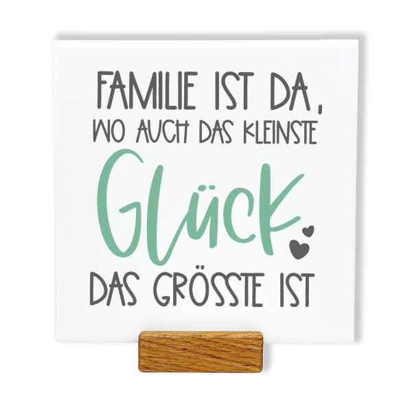 Spruchtafel Familie ist da