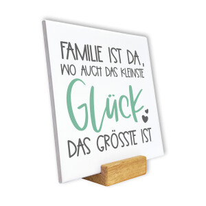 Spruchtafel Familie ist da
