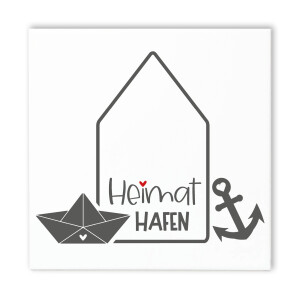 Spruchtafel Heimathafen 15x15 cm – inkl. Holzständer & Wandhalterung | FRITZ COX