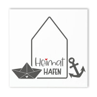 Spruchtafel Heimathafen 15x15 cm – inkl. Holzständer & Wandhalterung | FRITZ COX