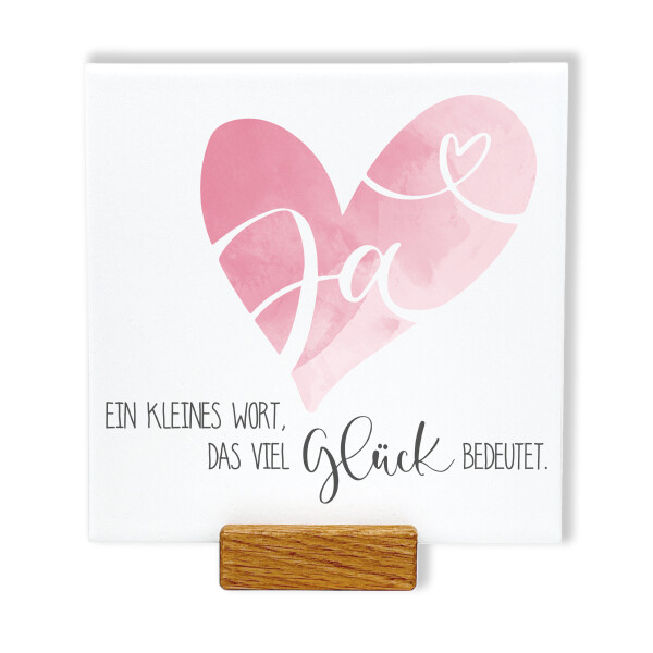 Spruchtafel Hochzeit JA – Liebevolles Geschenk zur Hochzeit, 15x15cm