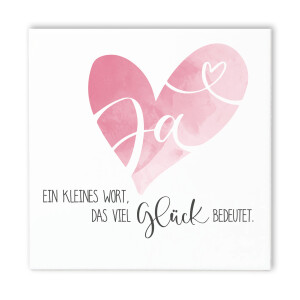 Spruchtafel Hochzeit JA – Liebevolles Geschenk zur Hochzeit, 15x15cm