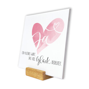 Spruchtafel Hochzeit JA – Liebevolles Geschenk zur Hochzeit, 15x15cm