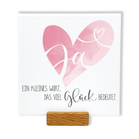 Spruchtafel Hochzeit JA – Liebevolles Geschenk zur Hochzeit, 15x15cm