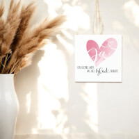 Spruchtafel Hochzeit JA – Liebevolles Geschenk zur Hochzeit, 15x15cm