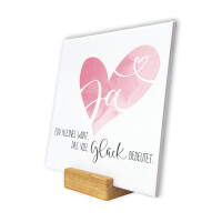 Spruchtafel Hochzeit JA – Liebevolles Geschenk zur Hochzeit, 15x15cm