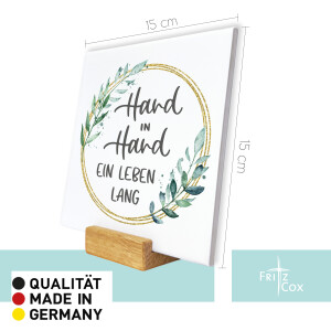 Spruchtafel Hand in Hand ein Leben lang | Dekotafel 15cm...