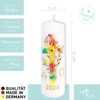 Osterkerze Regenbogenkreuz und Ranke, 150x50mm