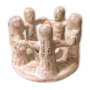 Handgefertigter Freundeskreis 5 Figuren mit Teelicht
