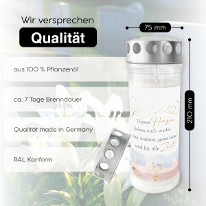 Grablicht Unsere Herzen lieben Euch weiter