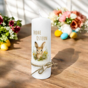 Osterkerze Frohe Ostern, Osterhase 150x50