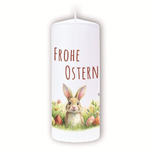 Osterkerze Frohe Ostern, Osterhase im Feld 100x50