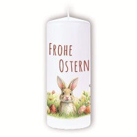Osterkerze Frohe Ostern, Osterhase im Feld 100x50