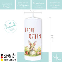 Osterkerze Frohe Ostern, Osterhase im Feld 100x50