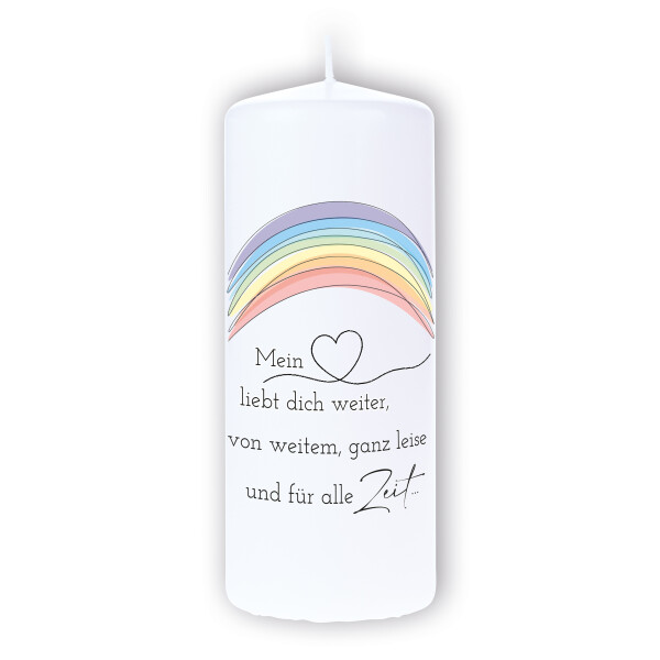 Trauerkerze "Mein Herz liebt dich weiter, von weitem, ganz leise und für alle Zeit"