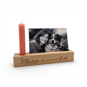 Gedenk-Fotoleiste Mama wir vermissen dich, Andenken aus Eichenholz