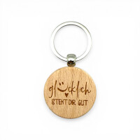 Schlüsselanhänger „Glücklich steht Dir gut“ – Geschenk mit Spruch