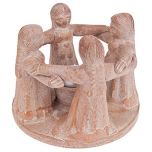 Handgefertigter Freundeskreis 4 Figuren mit Teelicht