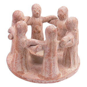 Handgefertigter Freundeskreis 6 Figuren mit Teelicht