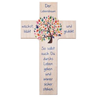 Kinder- Holzkreuz: Lebensbaum 20 cm
