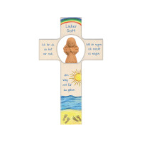 Kinderkreuz mit Tonengel  Ich bin da, du bist mir nah