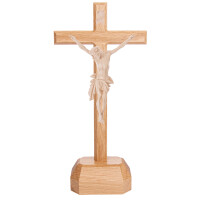 Stehkreuz rustikal Eiche Romalith-Holzton 22cm