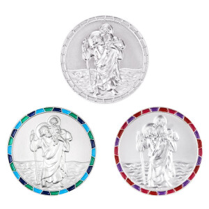 Autoplakette Christophorus modern, mit Mosaik-Rand