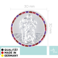 Autoplakette Christophorus modern, mit Mosaik-Rand