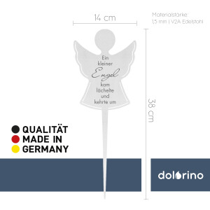 DOLORINO Grabstecker Edelstahl Engel Ein kleiner Engel kam