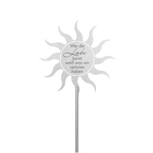Grabstecker Edelstahl Sonne Wer die Liebe kennt