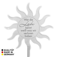 Grabstecker Edelstahl Sonne Wer die Liebe kennt