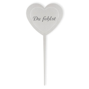DOLORINO Grabstecker Edelstahl Herz Du fehlst